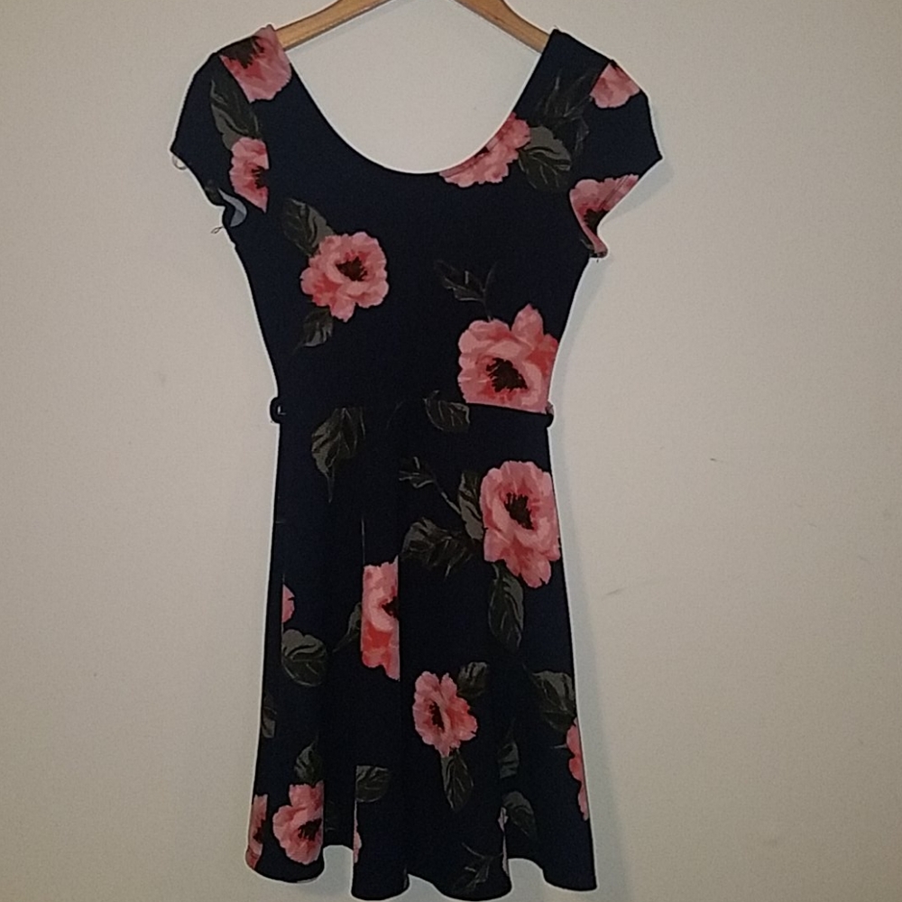 Blue floral print dress